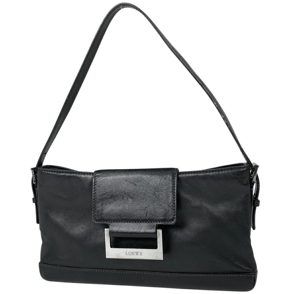 Loewe logo shoulder bag leather black